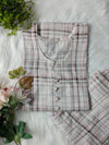 White & Pink Lines Linen 2pc Dress