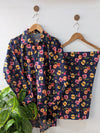 Navy Flora Lawn Buttown Down Co-ord