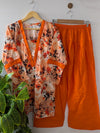 Saffron Floral Lawn Farshi Shalwar Set - 2pc Dress