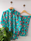 Sea Green Petals Lawn Button Down Co-ord
