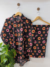 Black Florals Lawn Button Down Co-ord