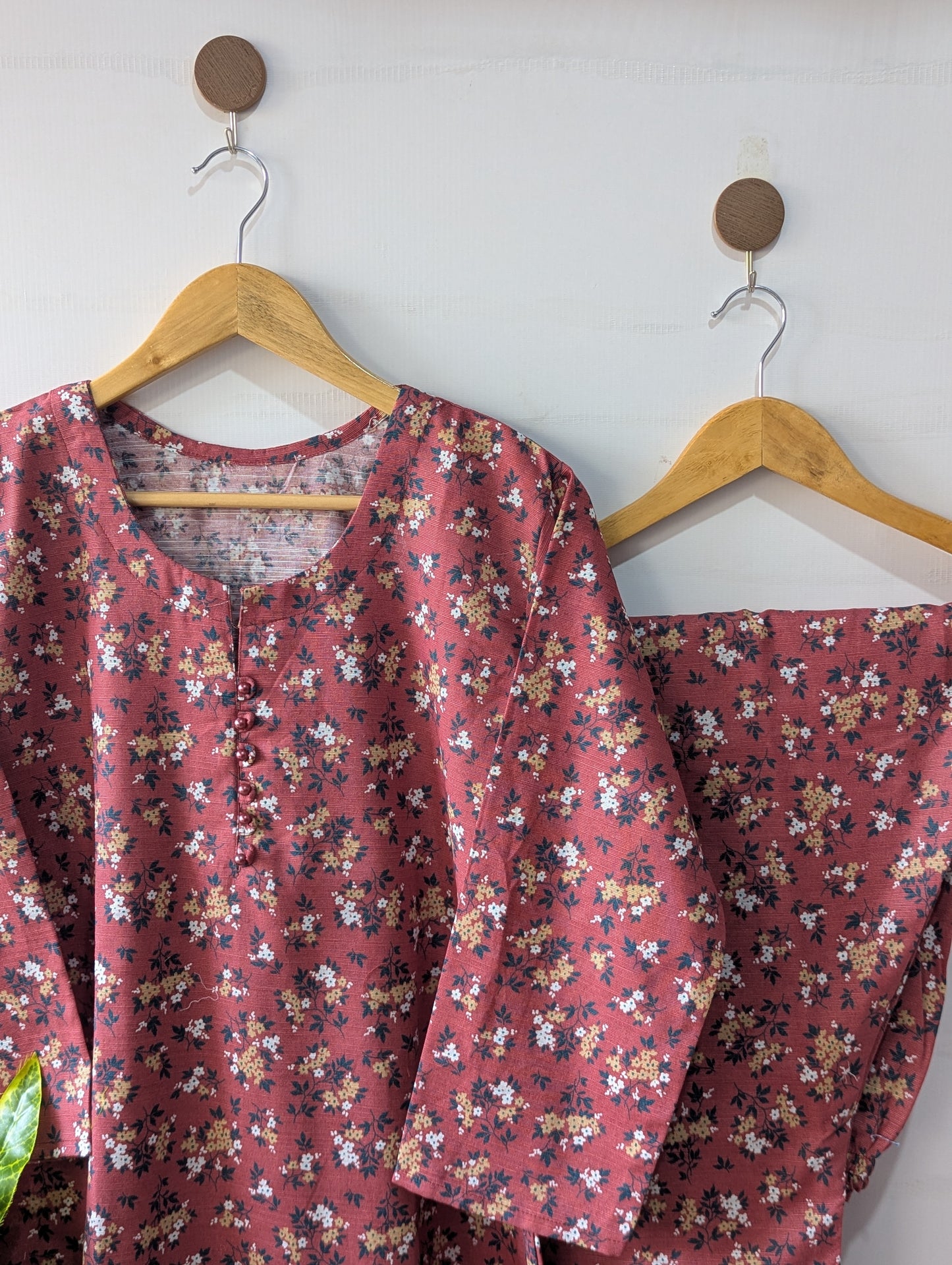 Maroon Petals Khaddar Stitched 2pc