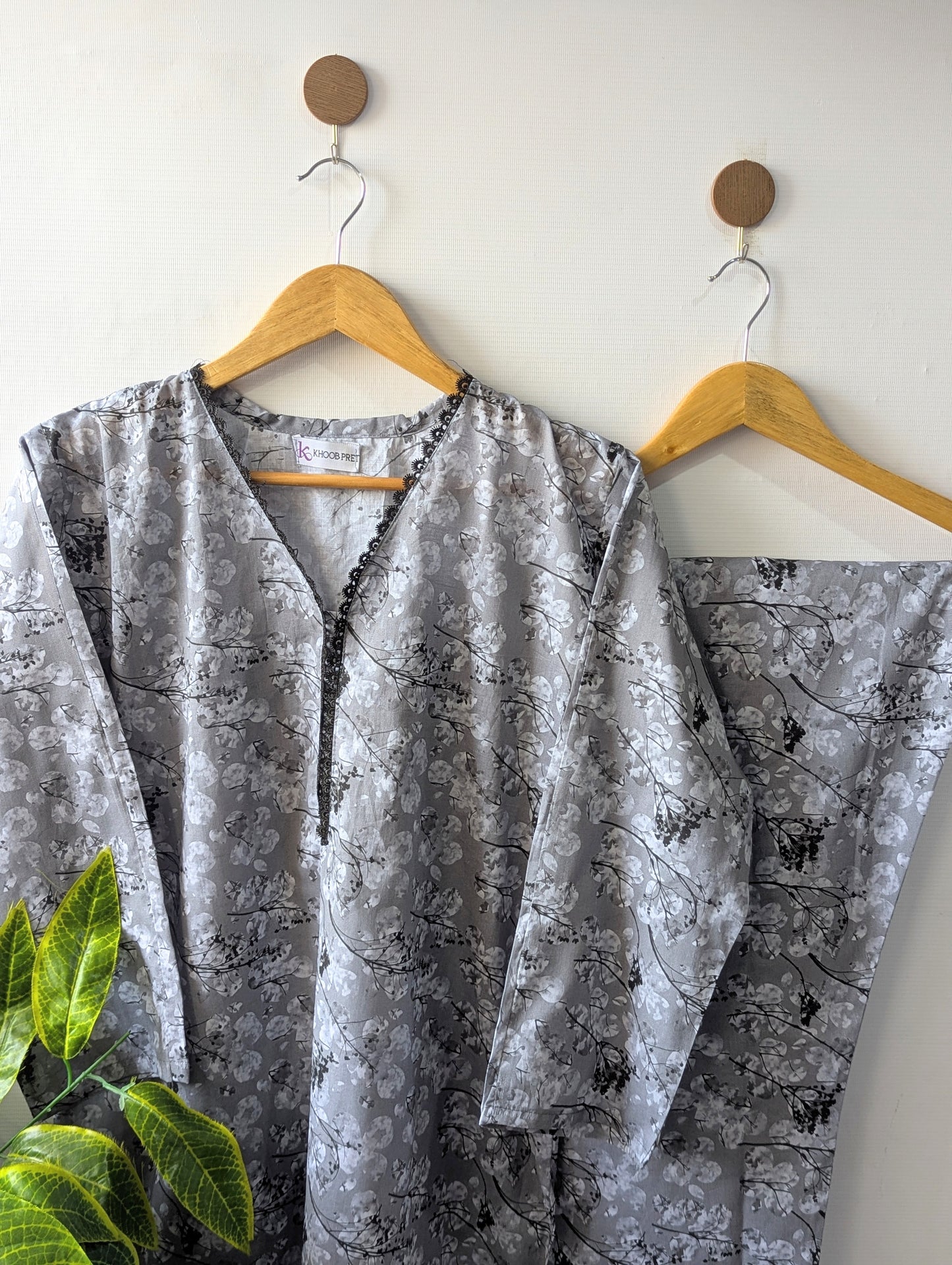 Grey Petals Lawn Stitched 2pc
