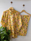 Mustard Florals Lawn Button Down Co-ord