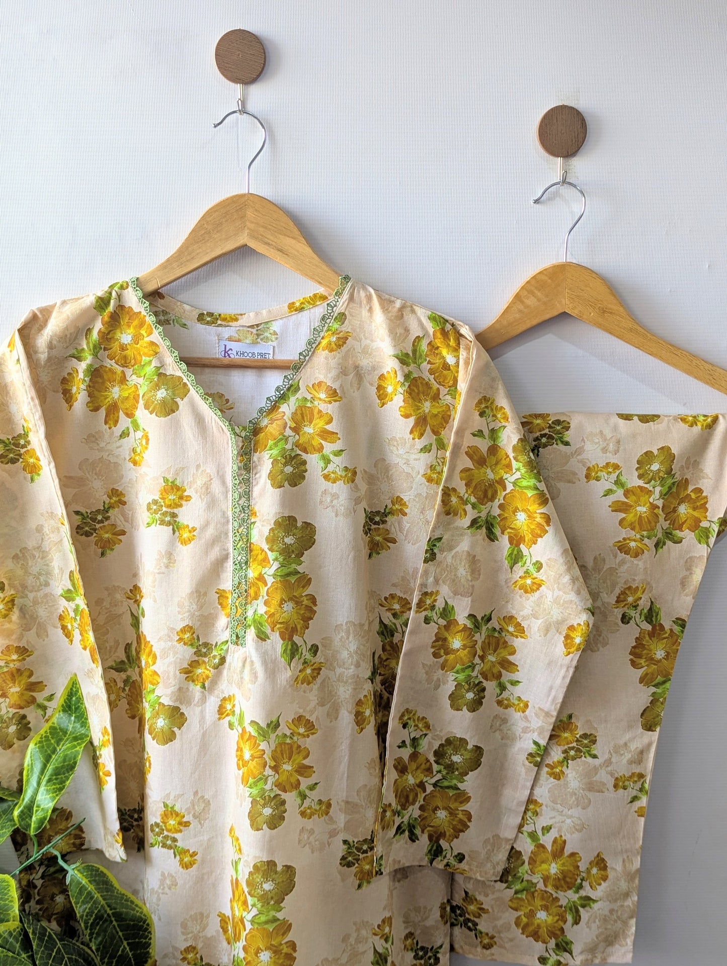 Beige Florals Lawn Stitched 2pc