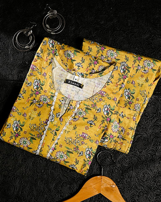 Mustard Florid Khaddar 2pc Dress
