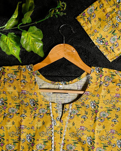 Mustard Florid Khaddar 2pc Dress