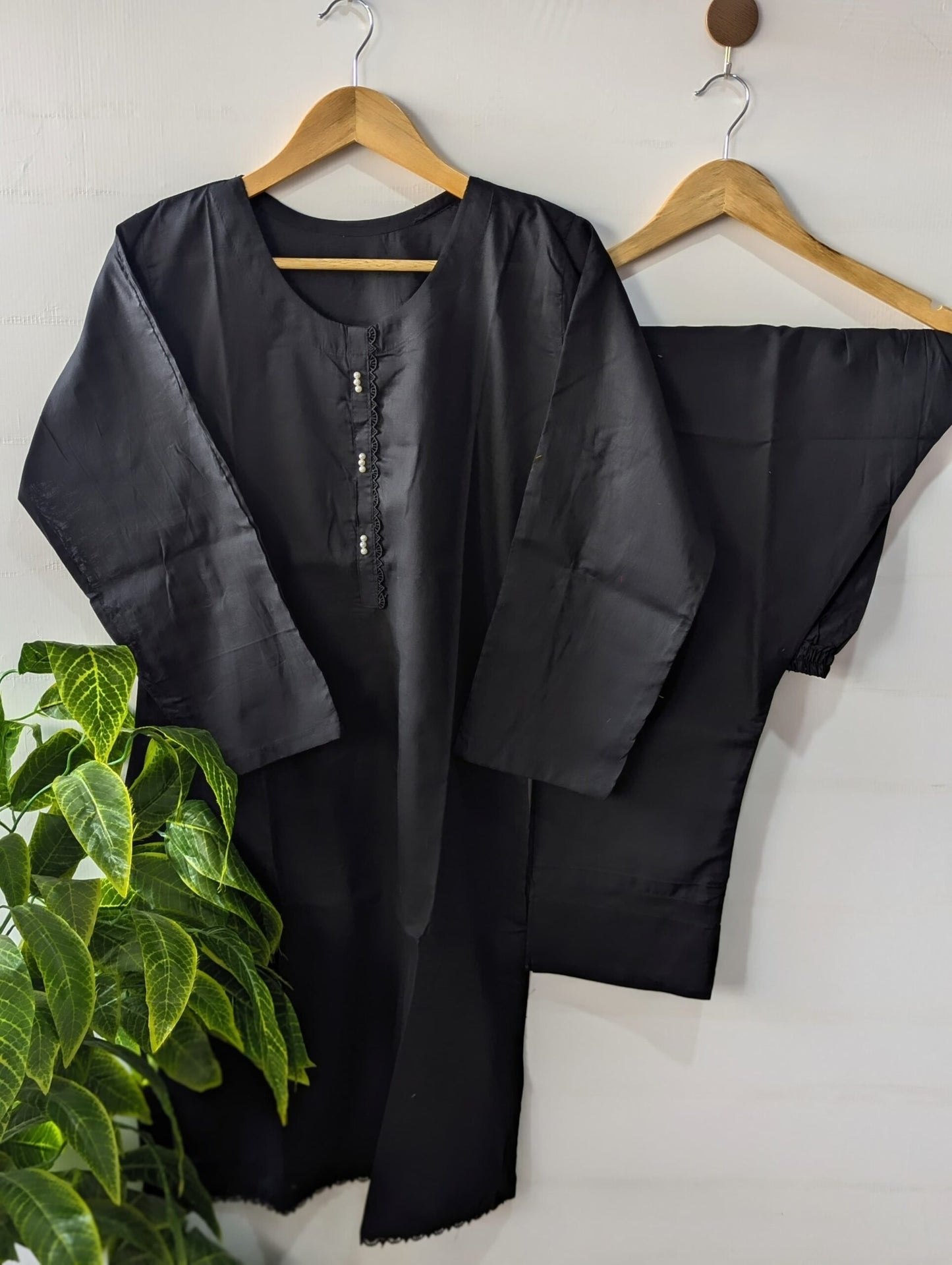 Black Solid Lawn 2pc Co-ord Set