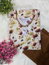 Beige Petals & Mustard Wide Leg Plazo - 2pcs