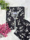 Black Petals Linen Stitched 2pc