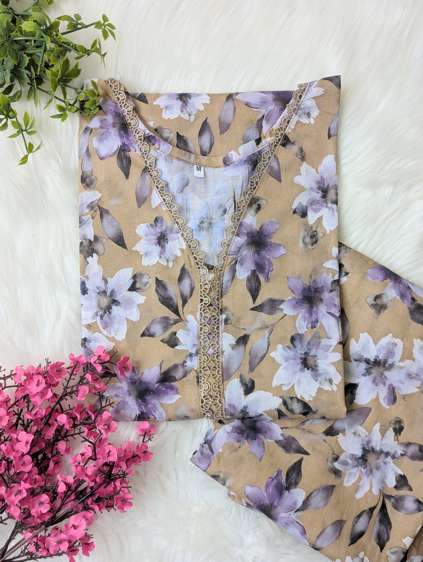 Pastel Voilet Lawn Stitched 2pc