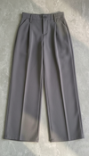 Wide Leg Pleated Korean Pants- Grey