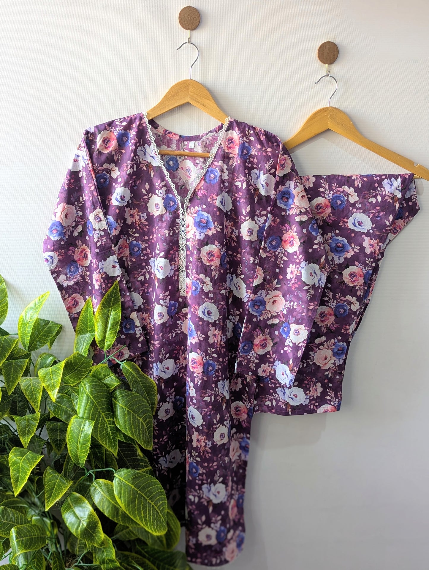 Magenta Florals Lawn Stitched 2pc