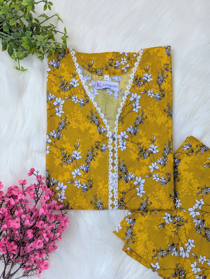 Mustard Petals Lawn Stitched 2pc