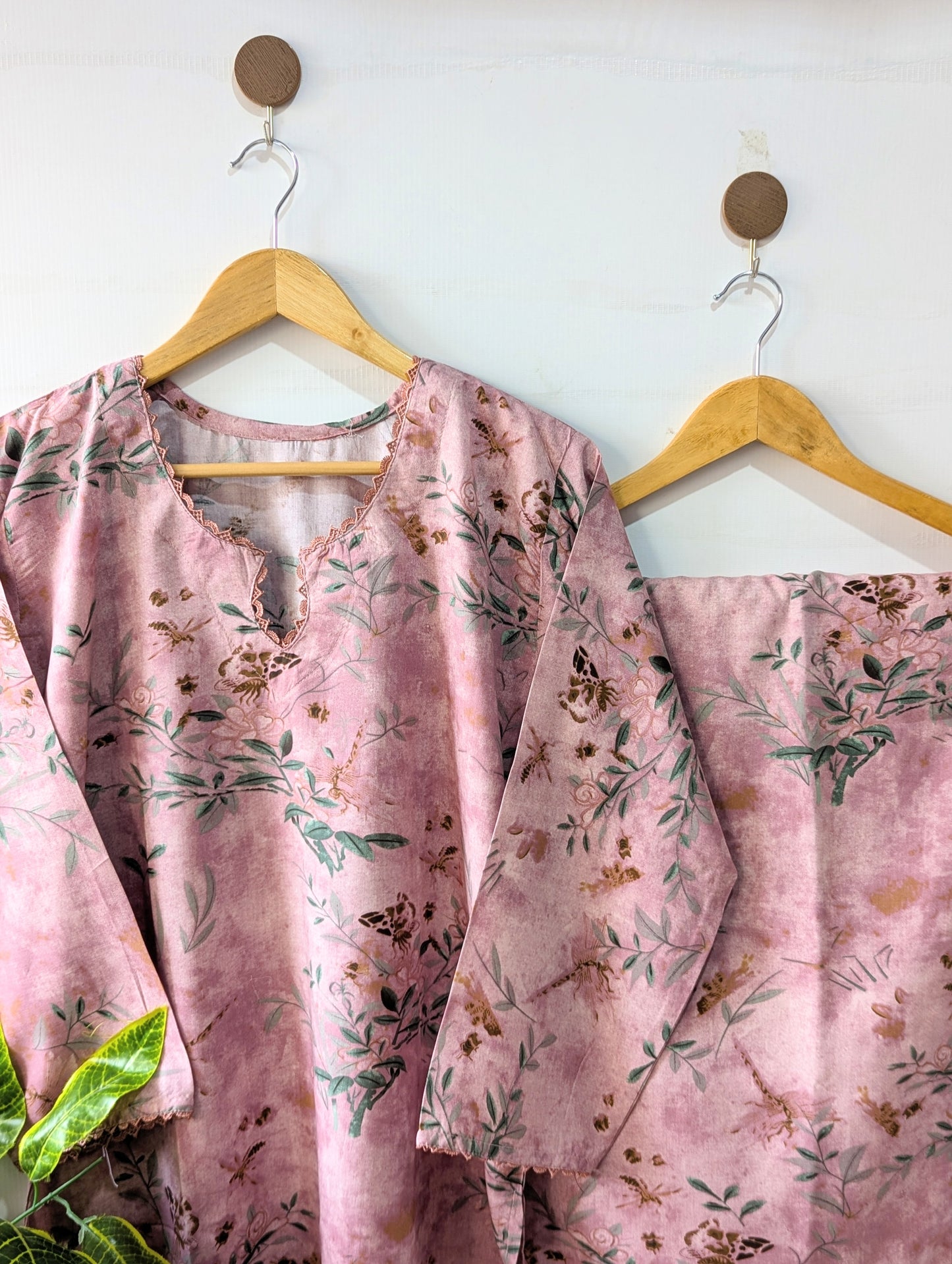 Pink Florals Linen Stitched 2pc
