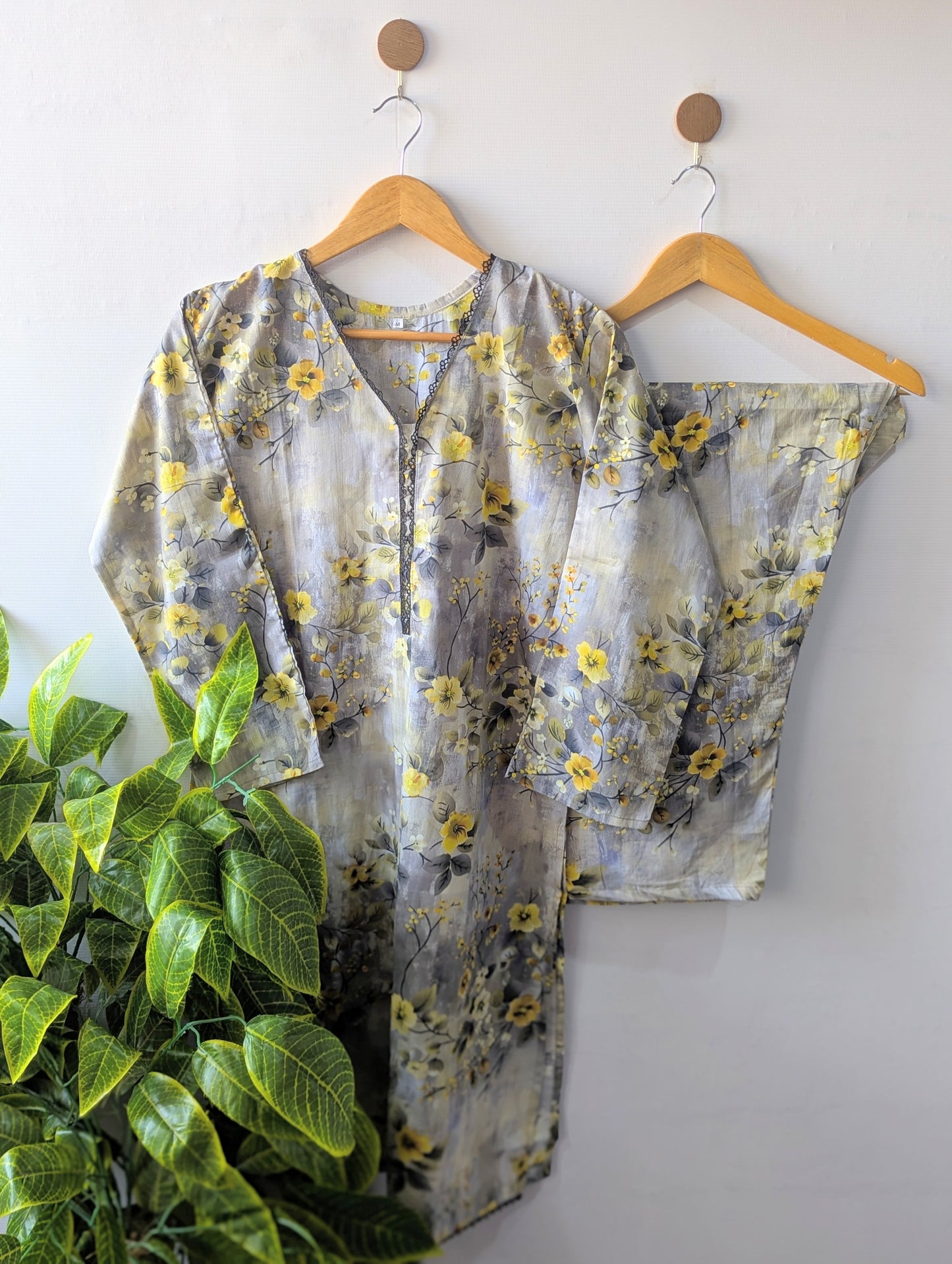 Grey Petals Lawn Stitched 2pc