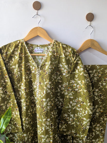 Green Petals Lawn Stitched 2pc