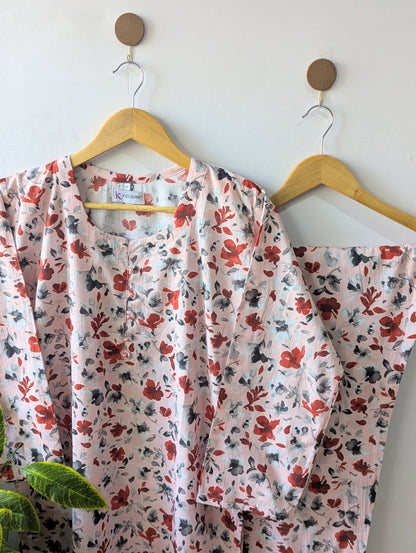 Pink Florals Lawn Stitched 2pc
