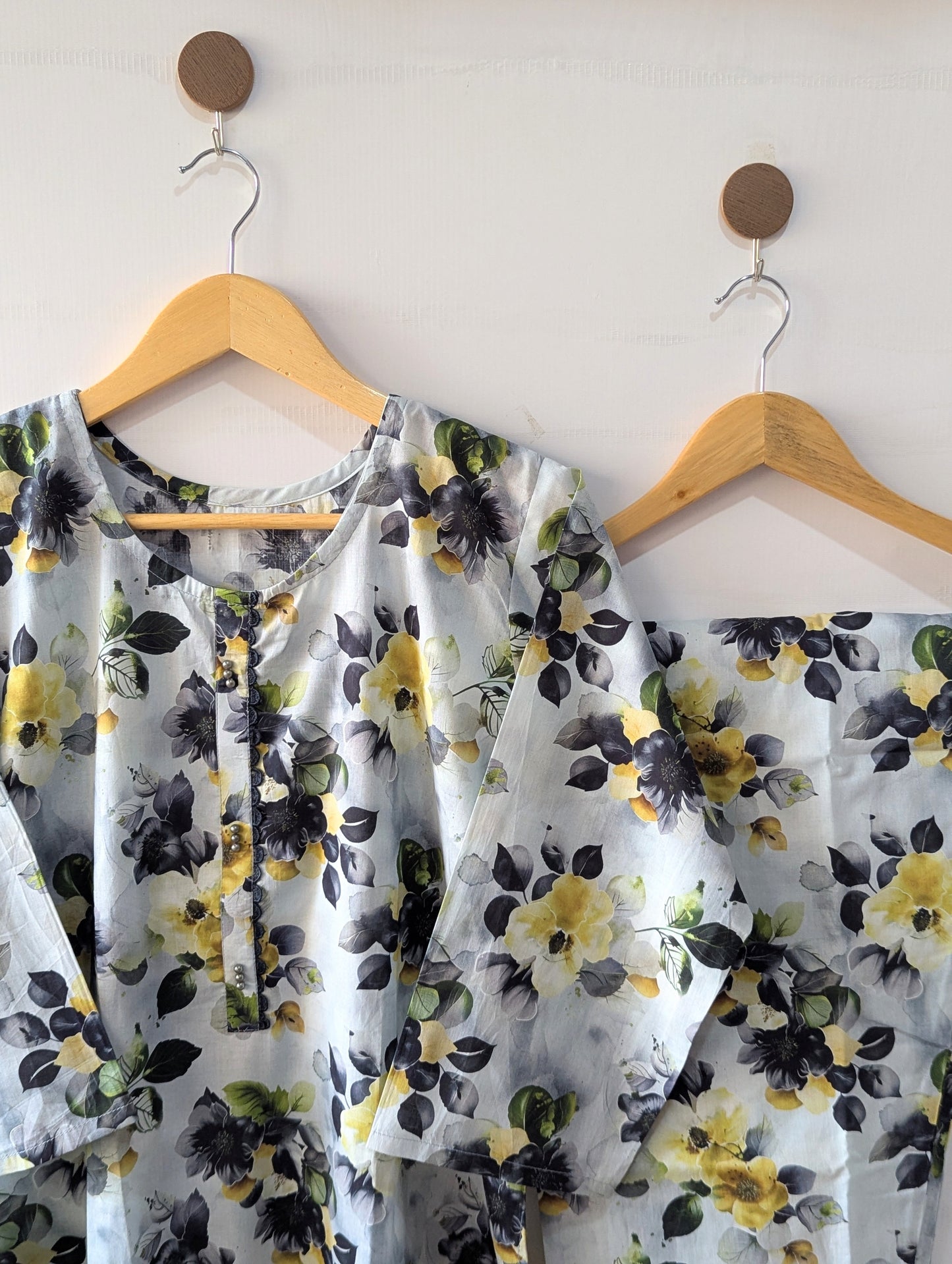 Grey & Black Petals 2pc Co-ord Set