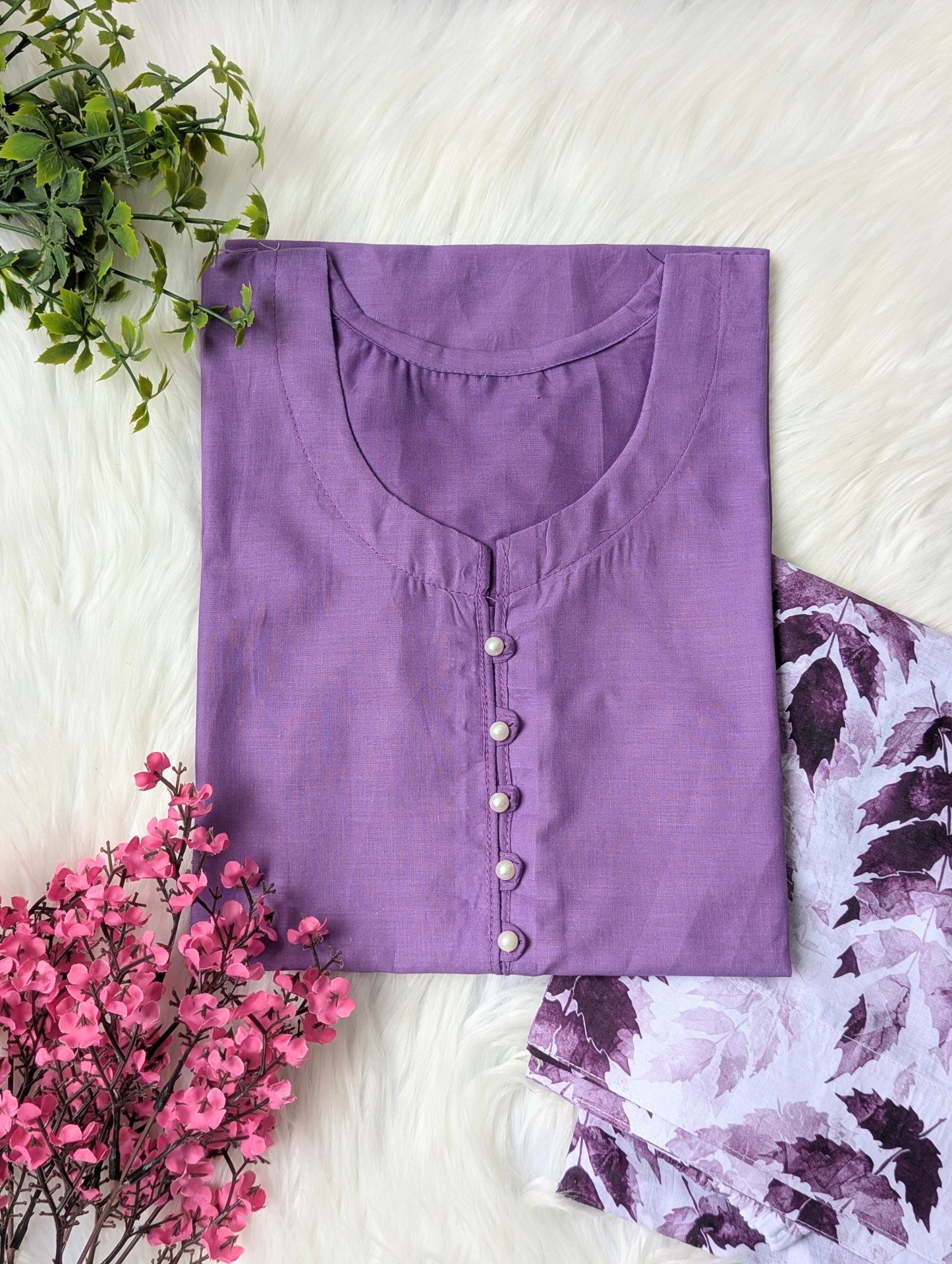 Lilac & Little Leafs Lawn Farshi Set - 2pcs