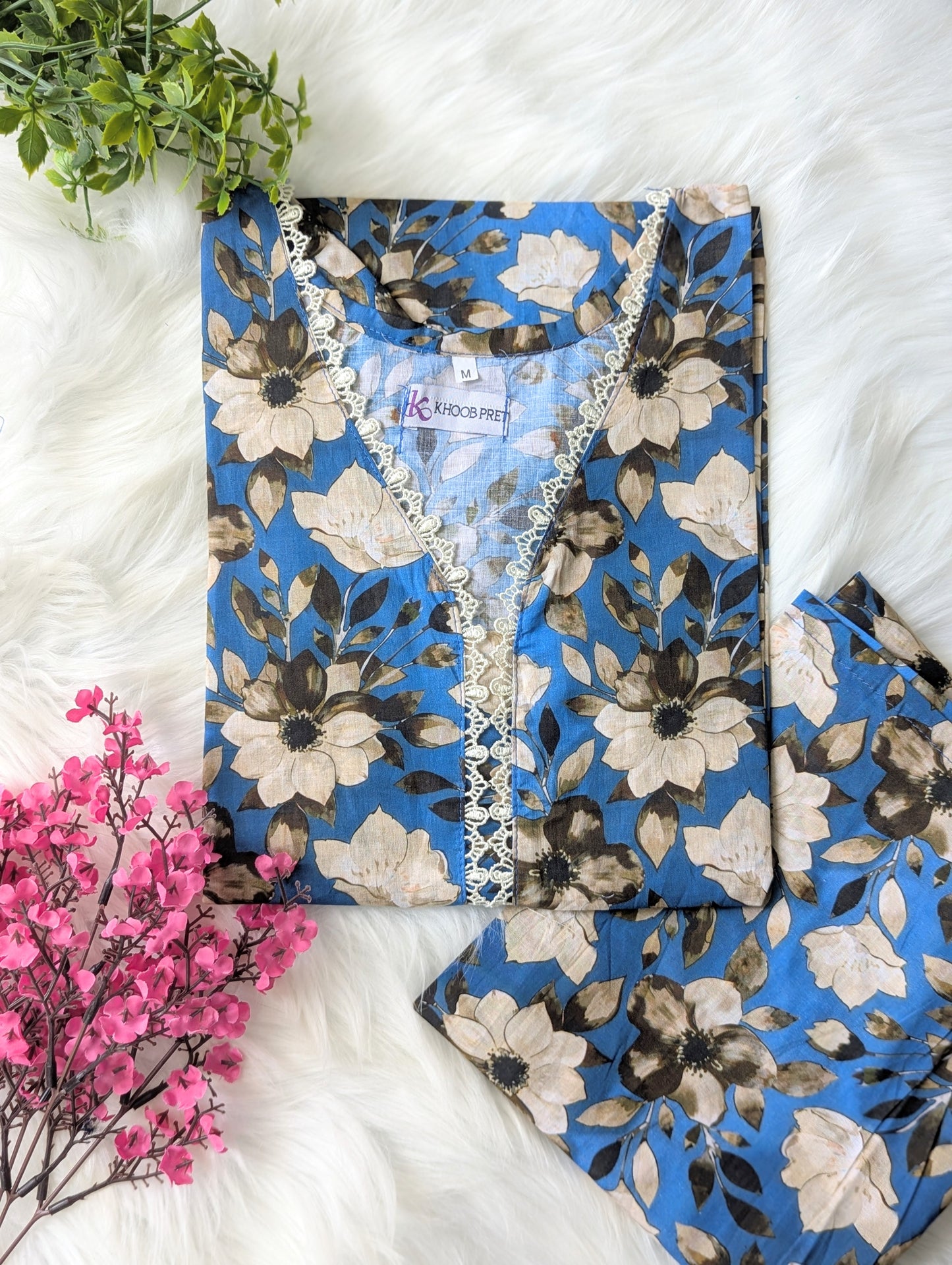Blue Petals Lawn Stitched 2pc