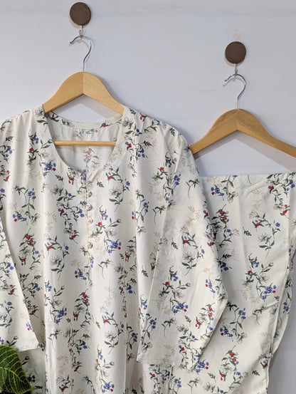White Florals Linen 2pc Dress