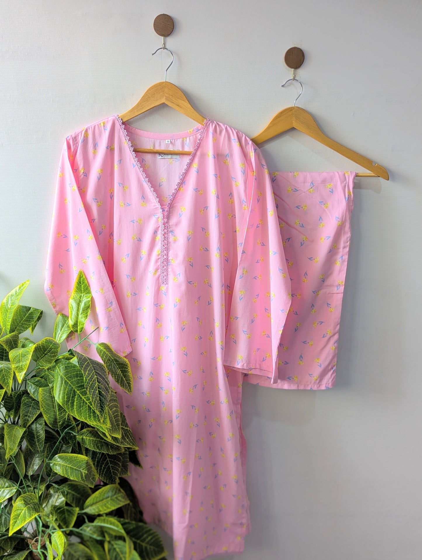 Baby Pink Petals Linen Stitched 2pc