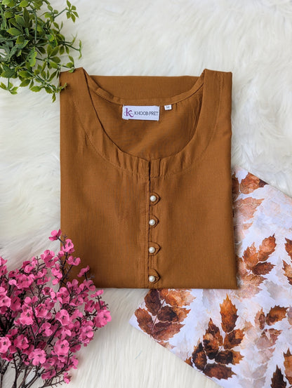 Mustard & Little Leafs Lawn Farshi Set - 2pc