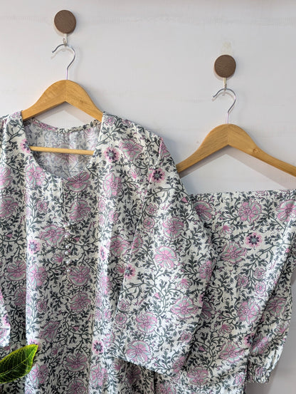 White Florals Khaddar Stitched 2pc