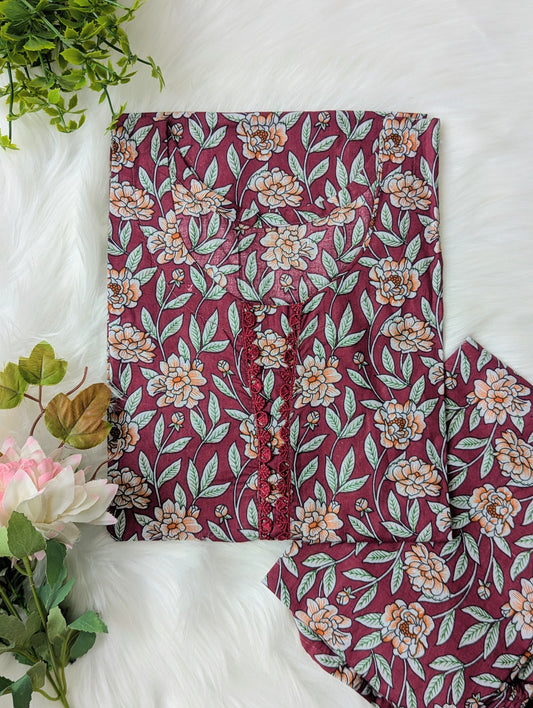 Maroon Petals 2pc Co-ord Set