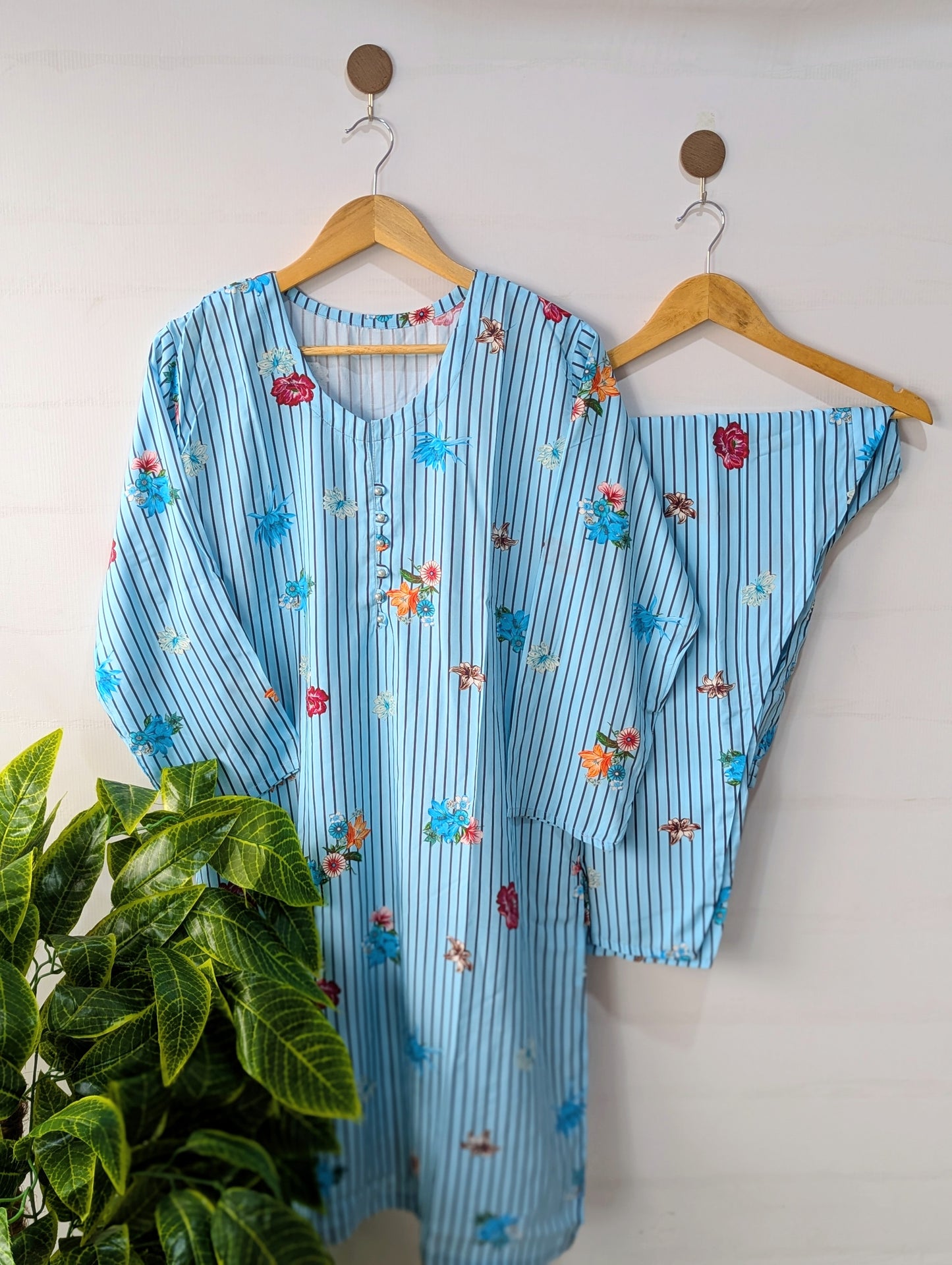 Sky Florals Linen 2pc Dress