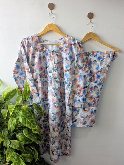 Light Blue Petals Lawn Stitched 2pc