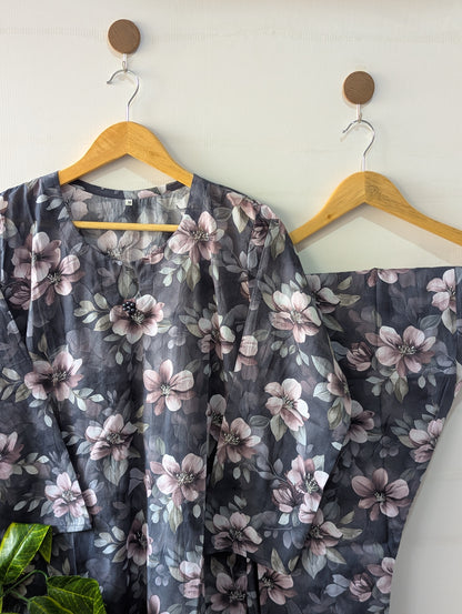 Ice Grey Florals Lawn 2pc Co-ord Set
