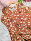 Mustard Floral Linen Stitched 2pc