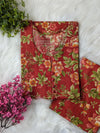 Dark Red Petals Khaddar Stitched 2pc