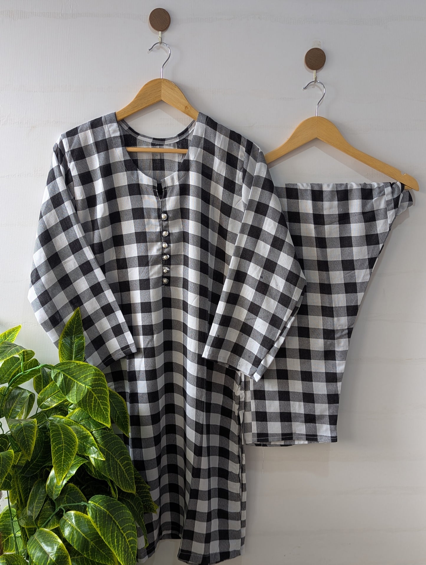 Mono Checks Linen 2pc Dress