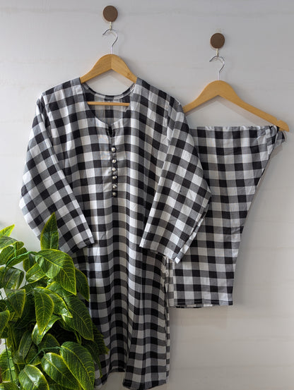 Mono Checks Linen 2pc Dress