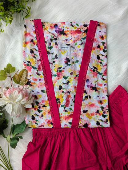 Berry Petals Lawn Farshi Shalwar Set - 2pc Dress