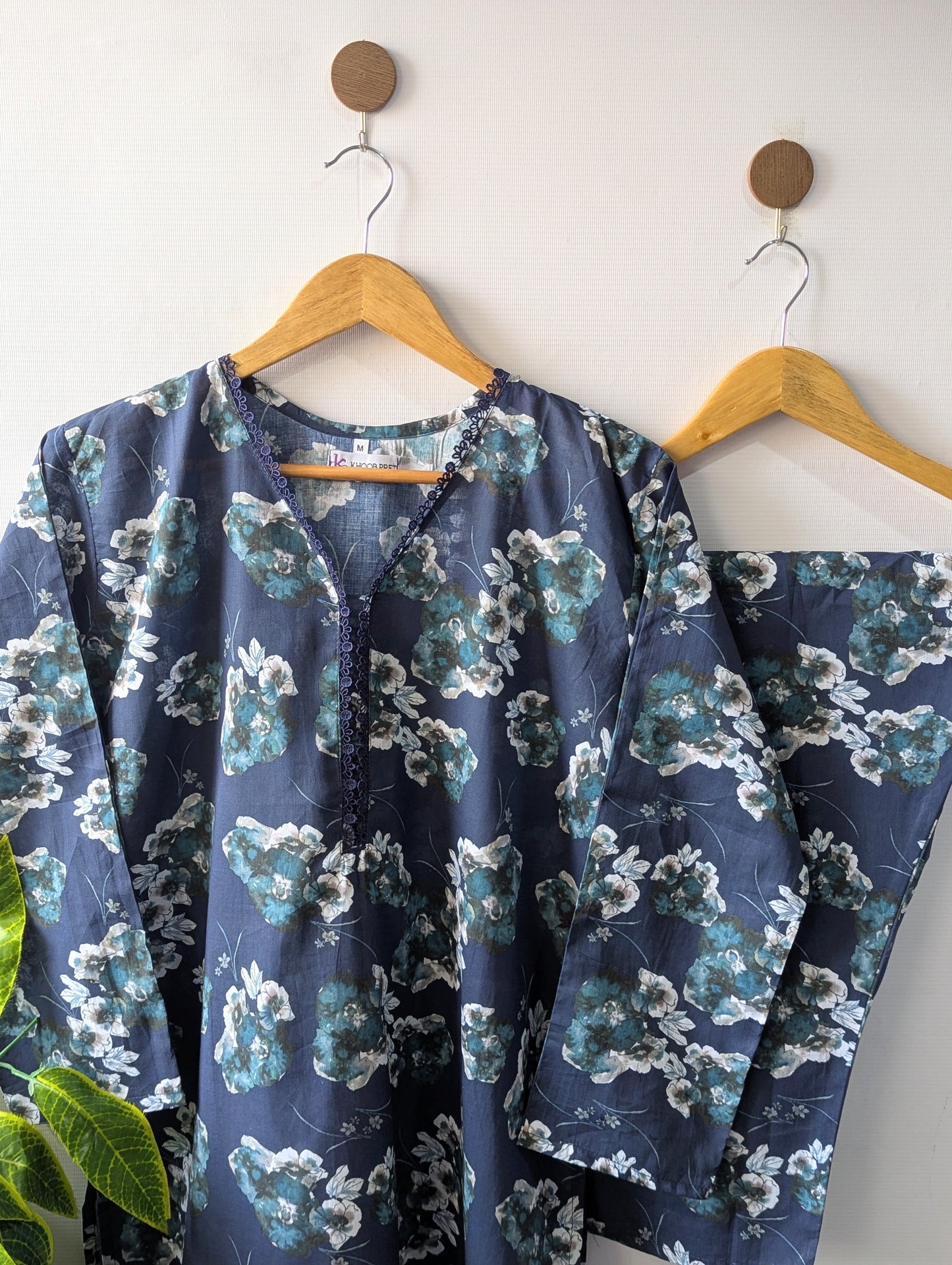 Navy Florals Lawn Stitched 2pc