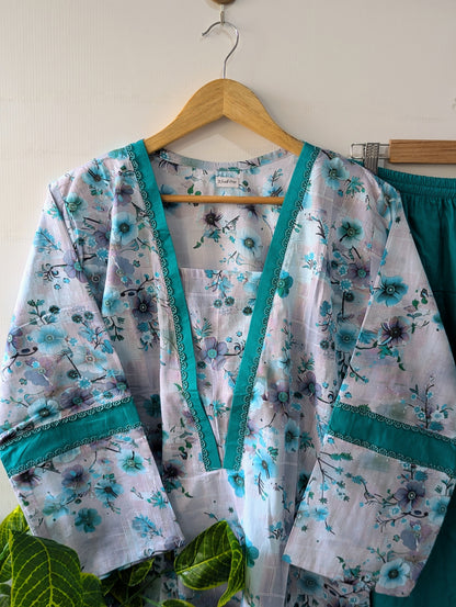Zinc Florals Lawn Farshi Shalwar Set - 2pc Dress