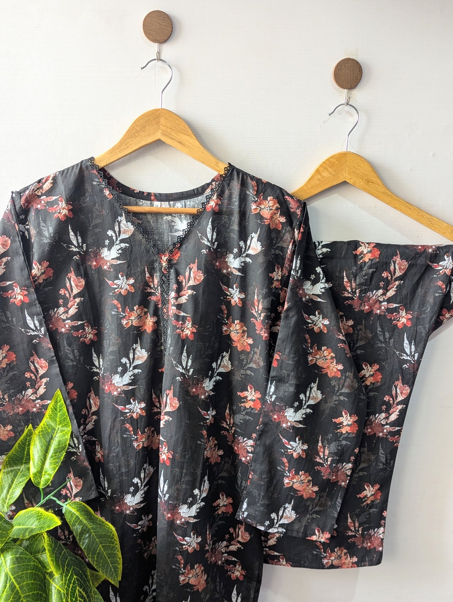 Black Petals Lawn Stitched 2pc