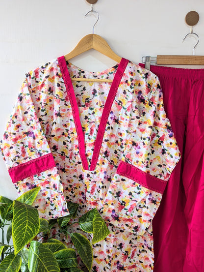Berry Petals Lawn Farshi Shalwar Set - 2pc Dress