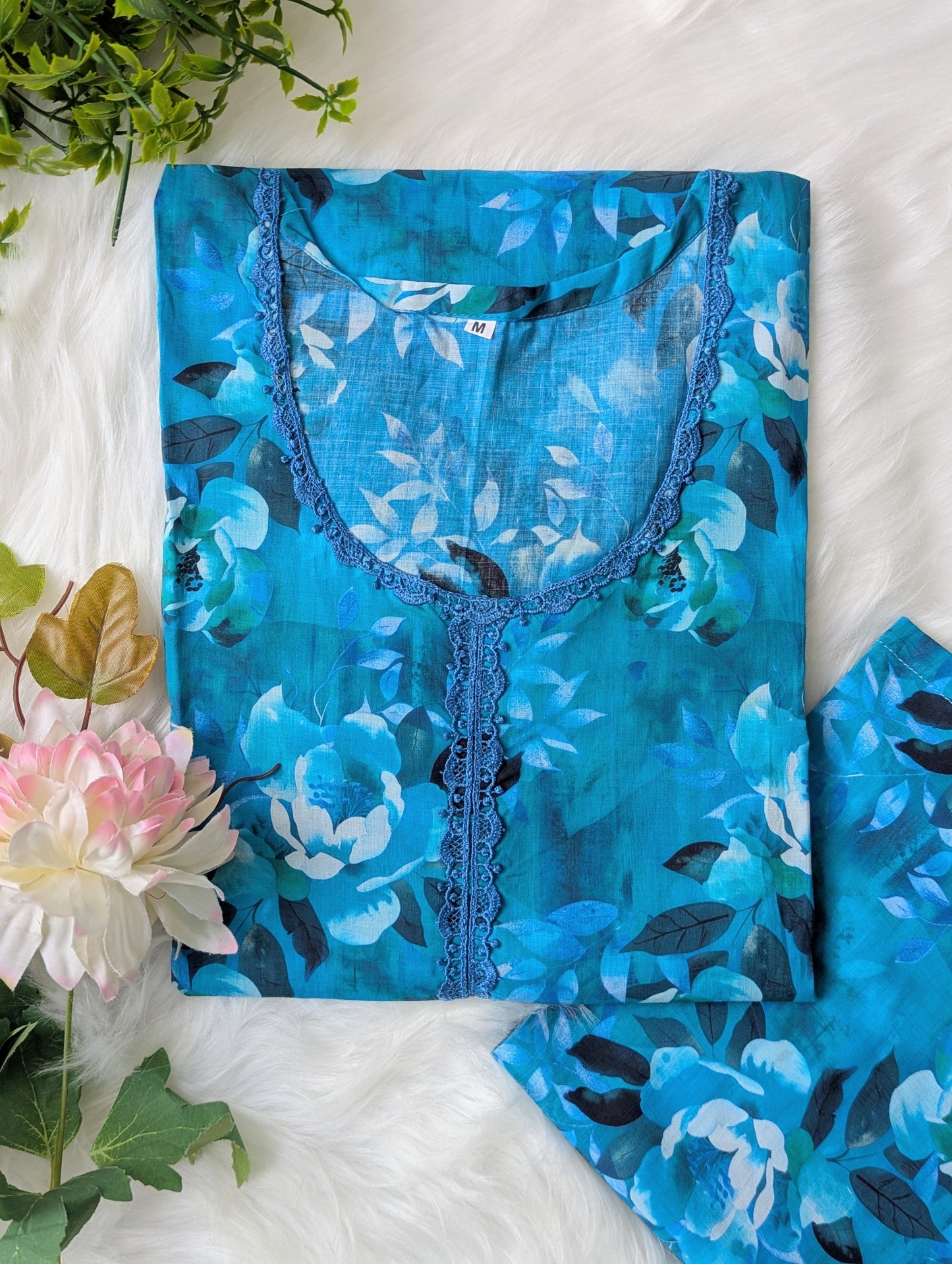 Aqua Petals Lawn 2pc Co-ord Set