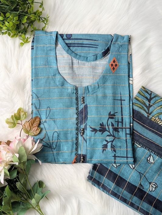 Blue Florals Khaddar 2pc Set