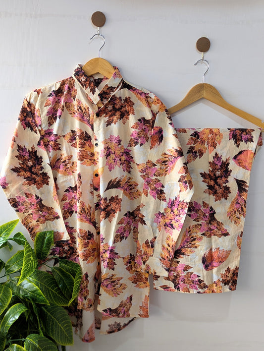 Fall Petals Lawn Button Down Co-ord