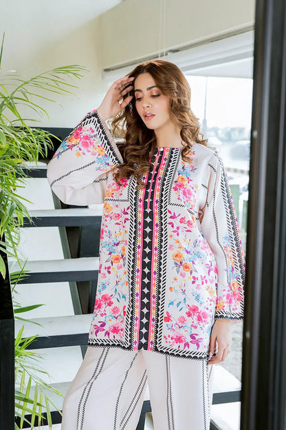 Ivory Water Floral 2pc Co-ord Set