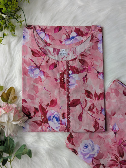 Pink Petals Lawn 2pc Co-ord Dress