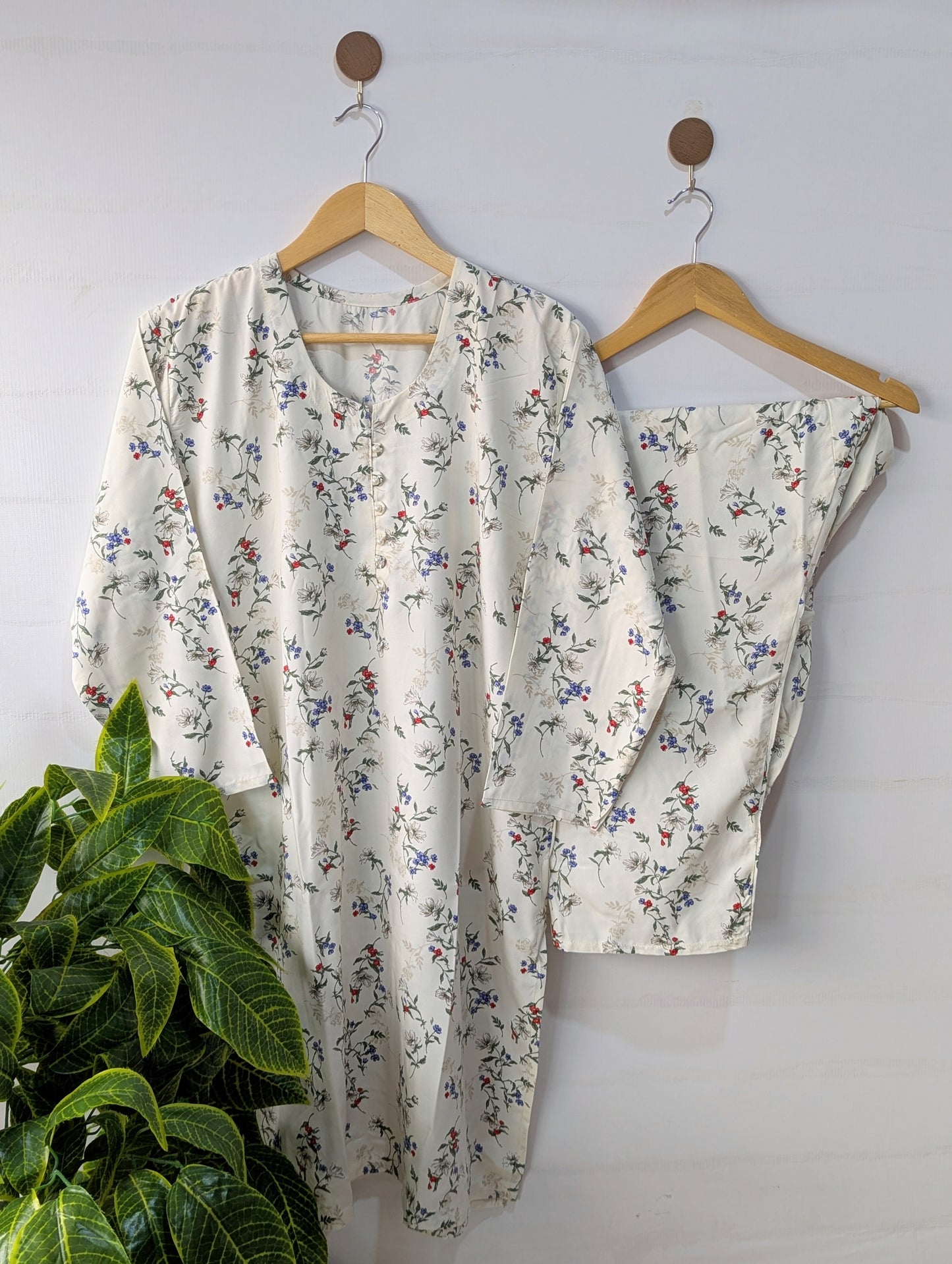 White Florals Linen 2pc Dress