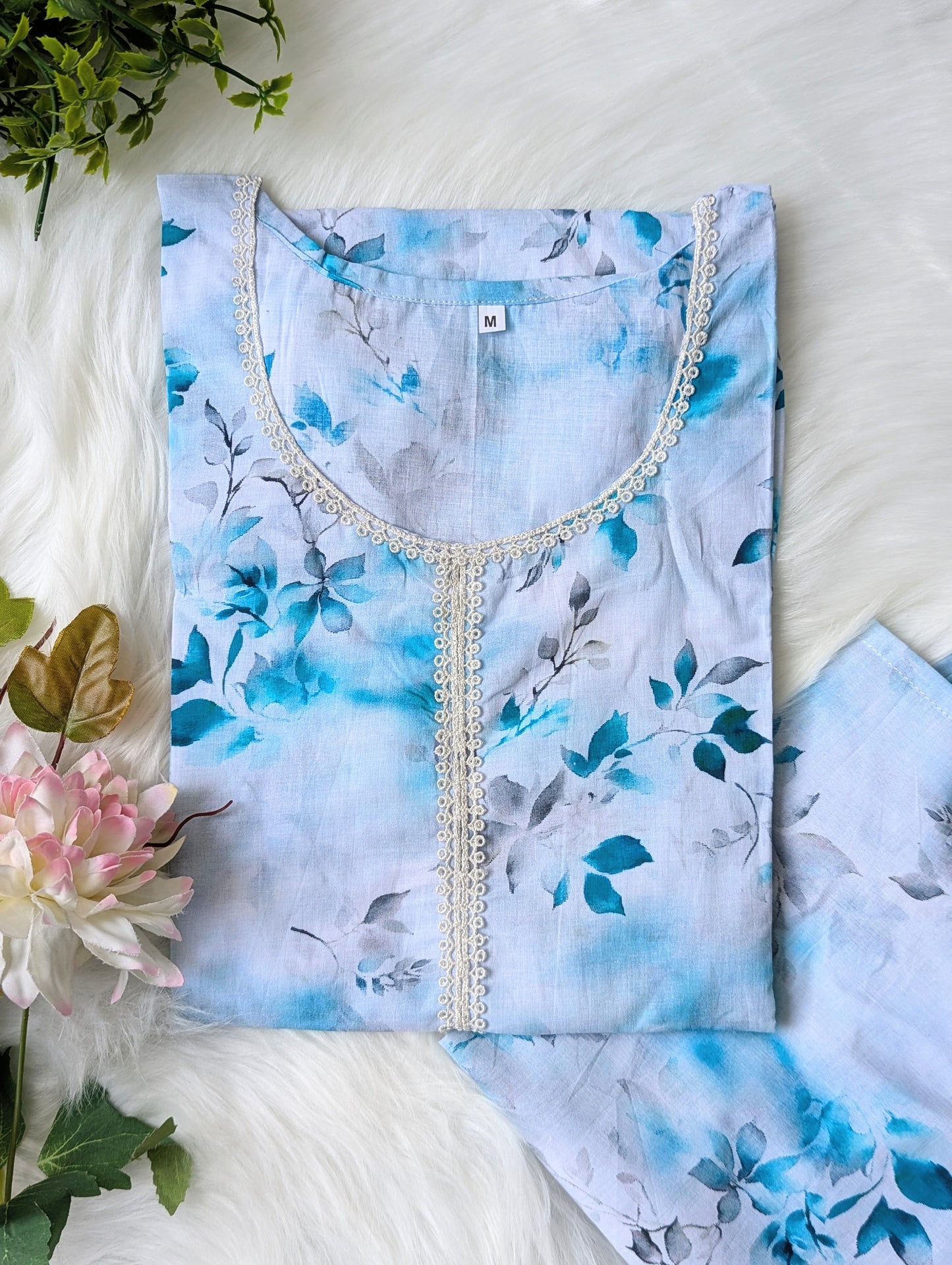 Ice Blue Petals Lawn 2pc Co-ord Set