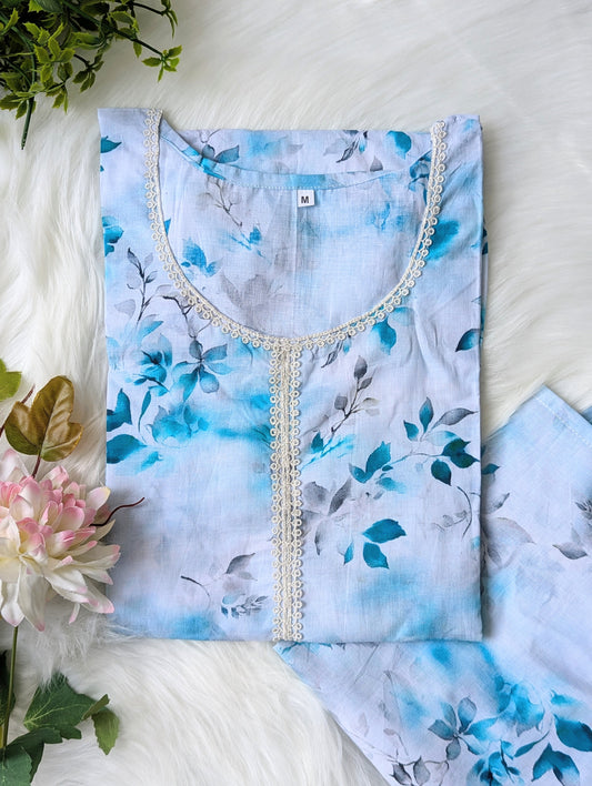 Ice Blue Petals Lawn 2pc Co-ord Set